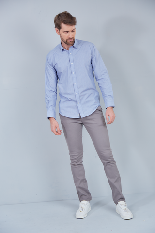 Camisa manga larga azul medio