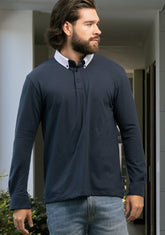 Polo manga larga azul